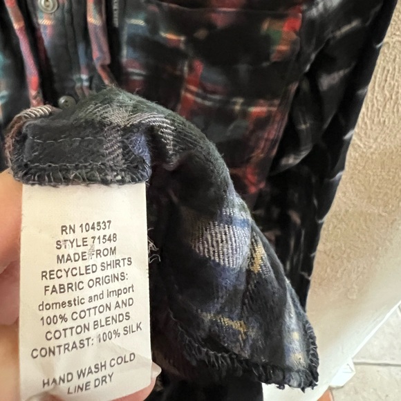 Anthropologie Burning Torch Plaid Tie Dye Burnout Button Down Tunic Dress - Picture 14 of 16